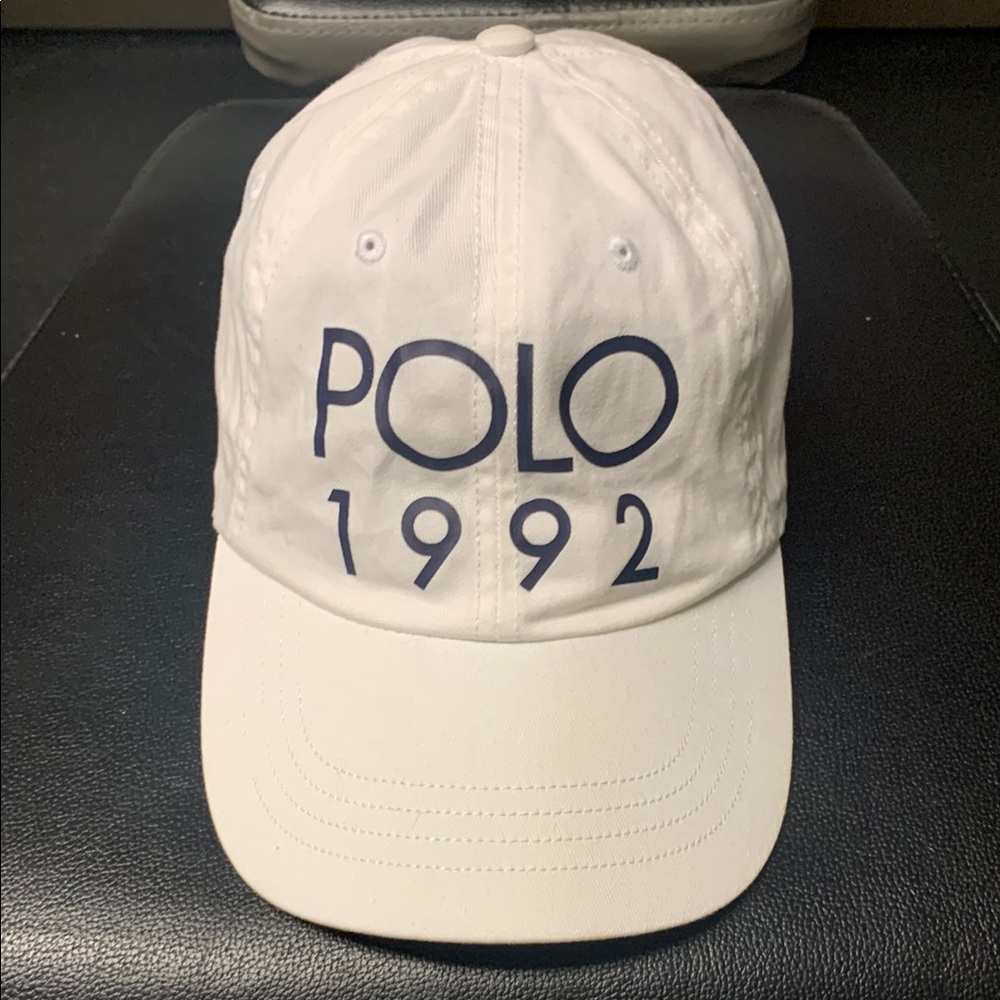 Ralph Lauren White Cap with Blue Embroidery